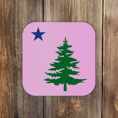 Old Maine State Flag 1901 Pine Tree Star Coaster