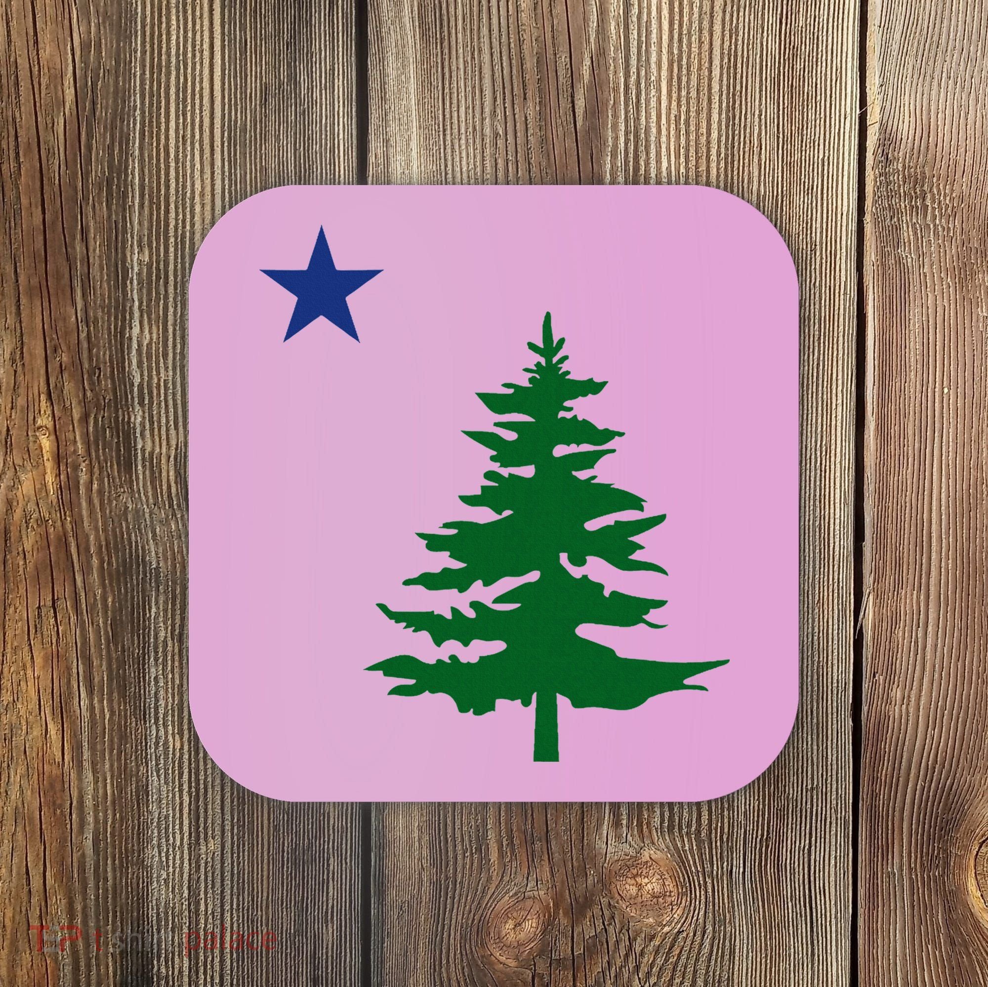Old Maine State Flag 1901 Pine Tree Star Coaster