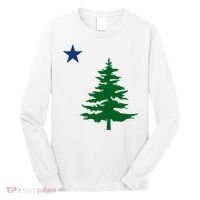 Old Maine State Flag 1901 Pine Tree Star Long Sleeve Shirt thumb 0