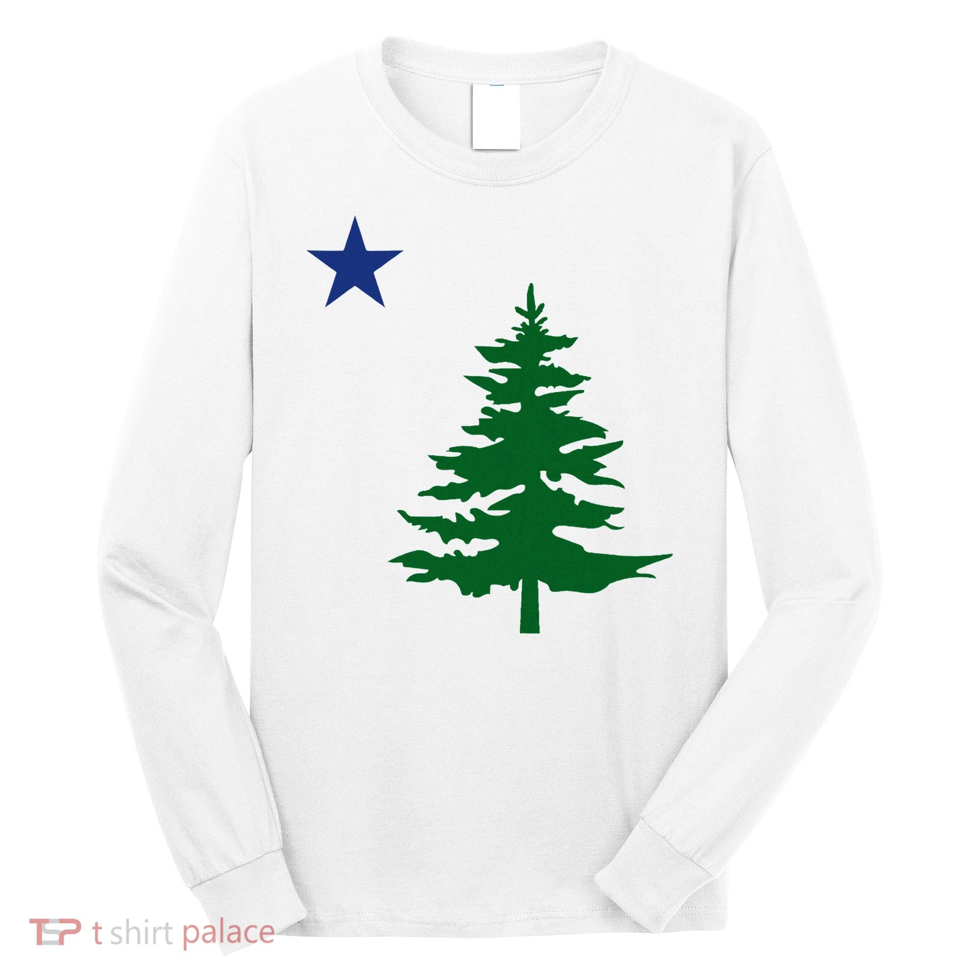 Old Maine State Flag 1901 Pine Tree Star Long Sleeve Shirt