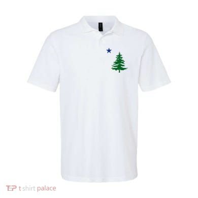 Old Maine State Flag 1901 Pine Tree Star Polo