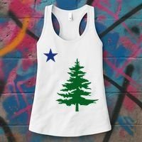 Old Maine State Flag 1901 Pine Tree Star Women's Tank Top thumb 3