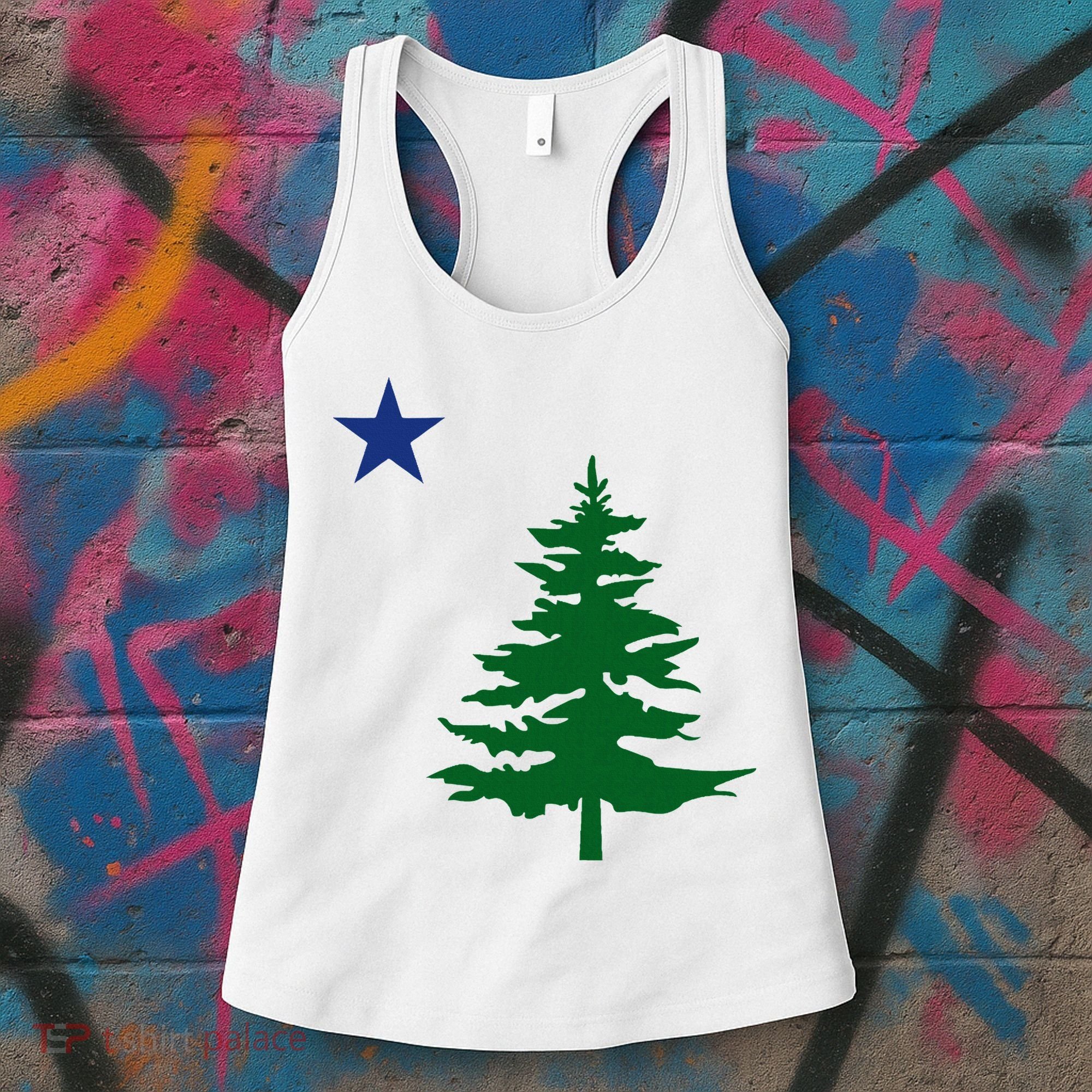 Old Maine State Flag 1901 Pine Tree Star Women's Tank Top