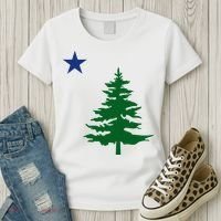 Old Maine State Flag 1901 Pine Tree Star Women's T-Shirt thumb 3