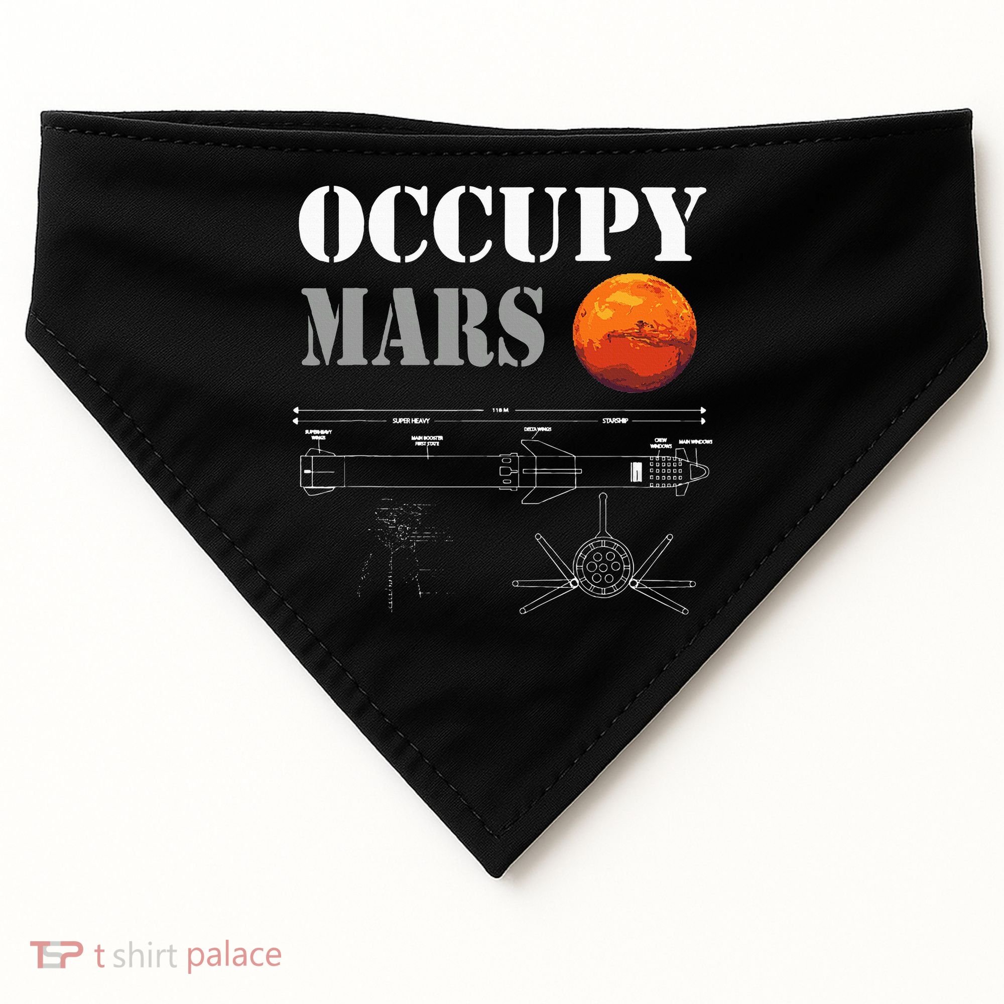 Occupy Mars Starship Rocket USA-Made Doggie Bandana