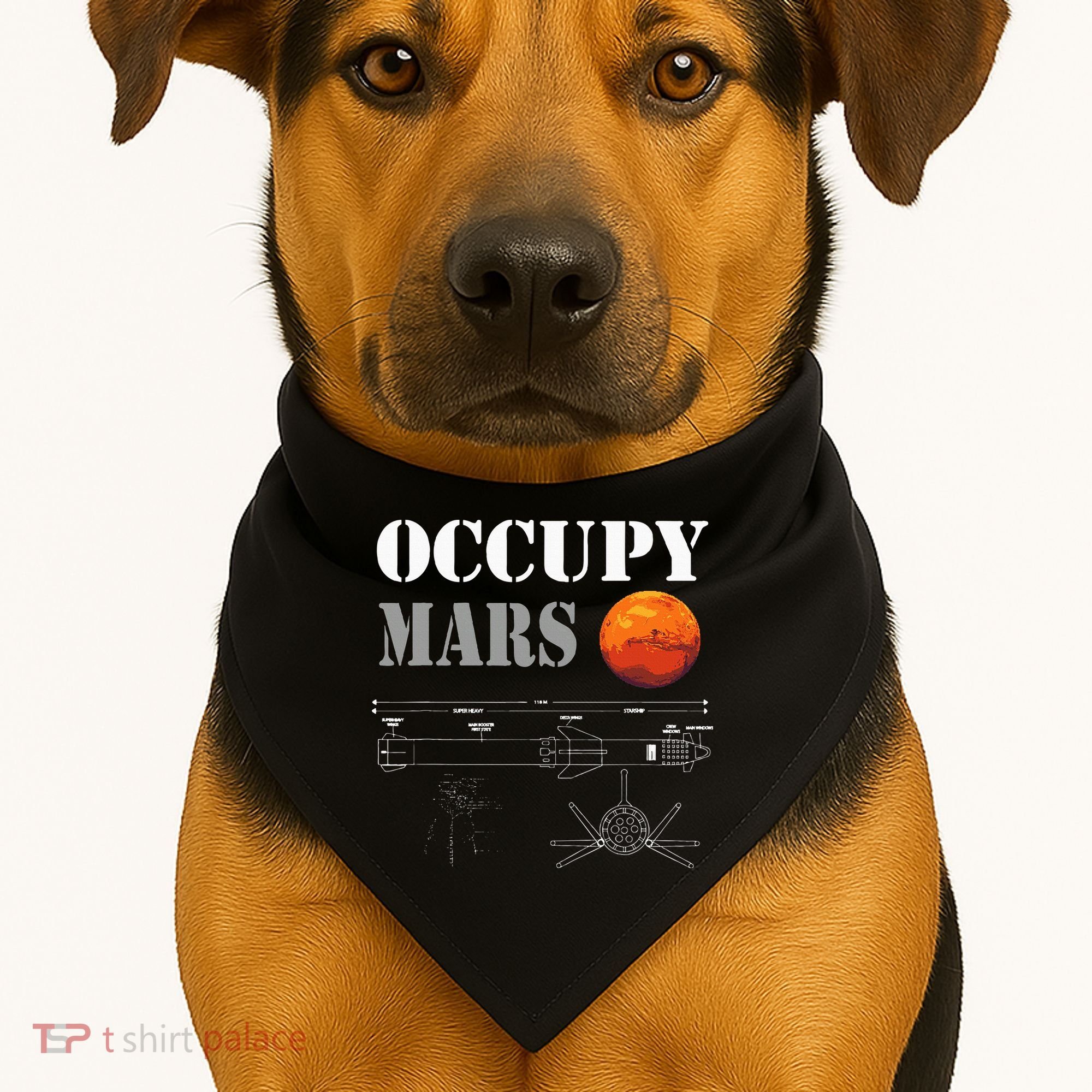 Occupy Mars Starship Rocket USA-Made Doggie Bandana