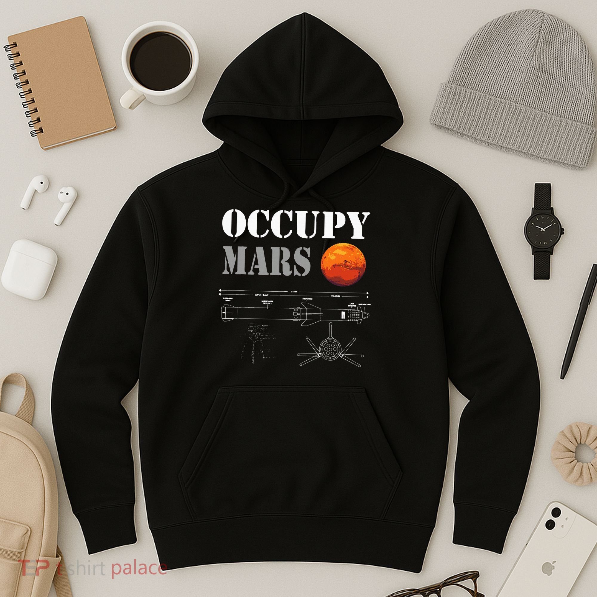 Occupy Mars Starship Rocket Hoodie
