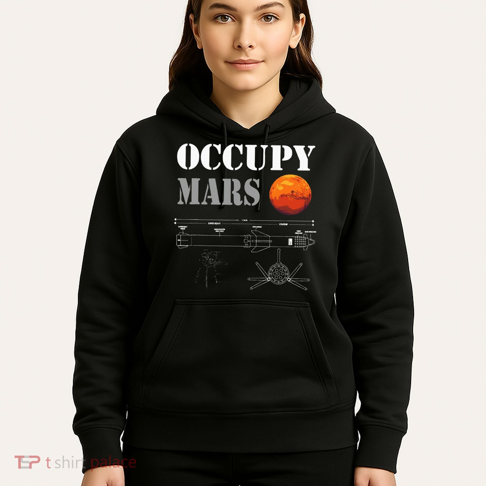 Occupy Mars Starship Rocket Hoodie