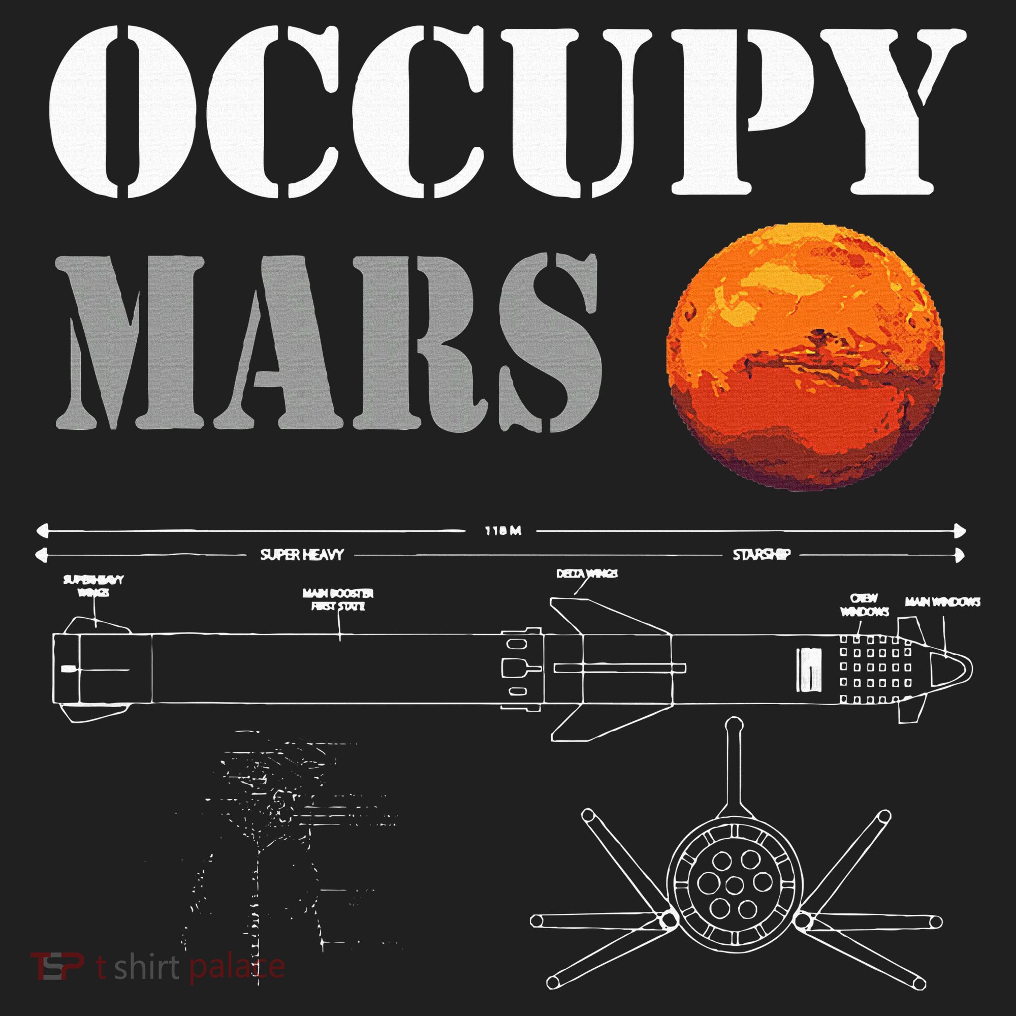 Occupy Mars Starship Rocket Golf Towel