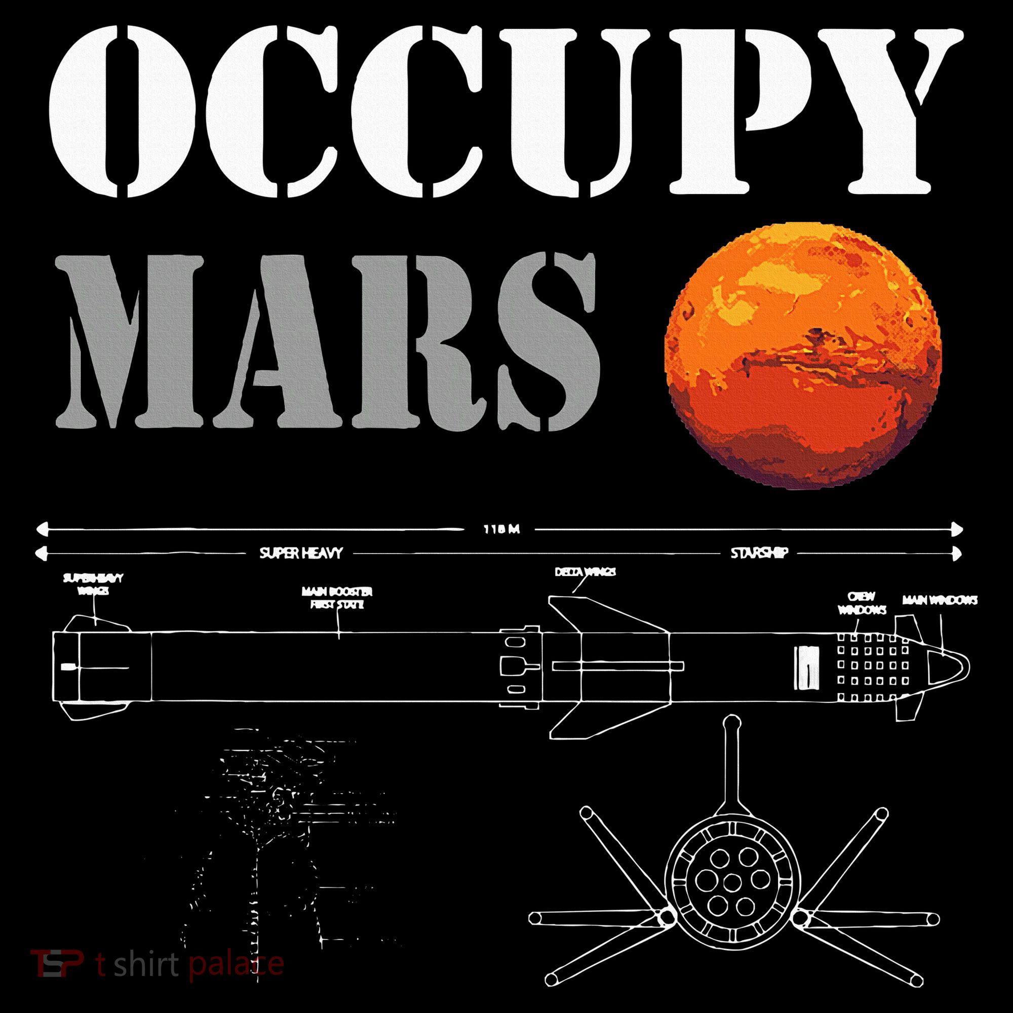 Occupy Mars Starship Rocket Women's Long Sleeve Shirt