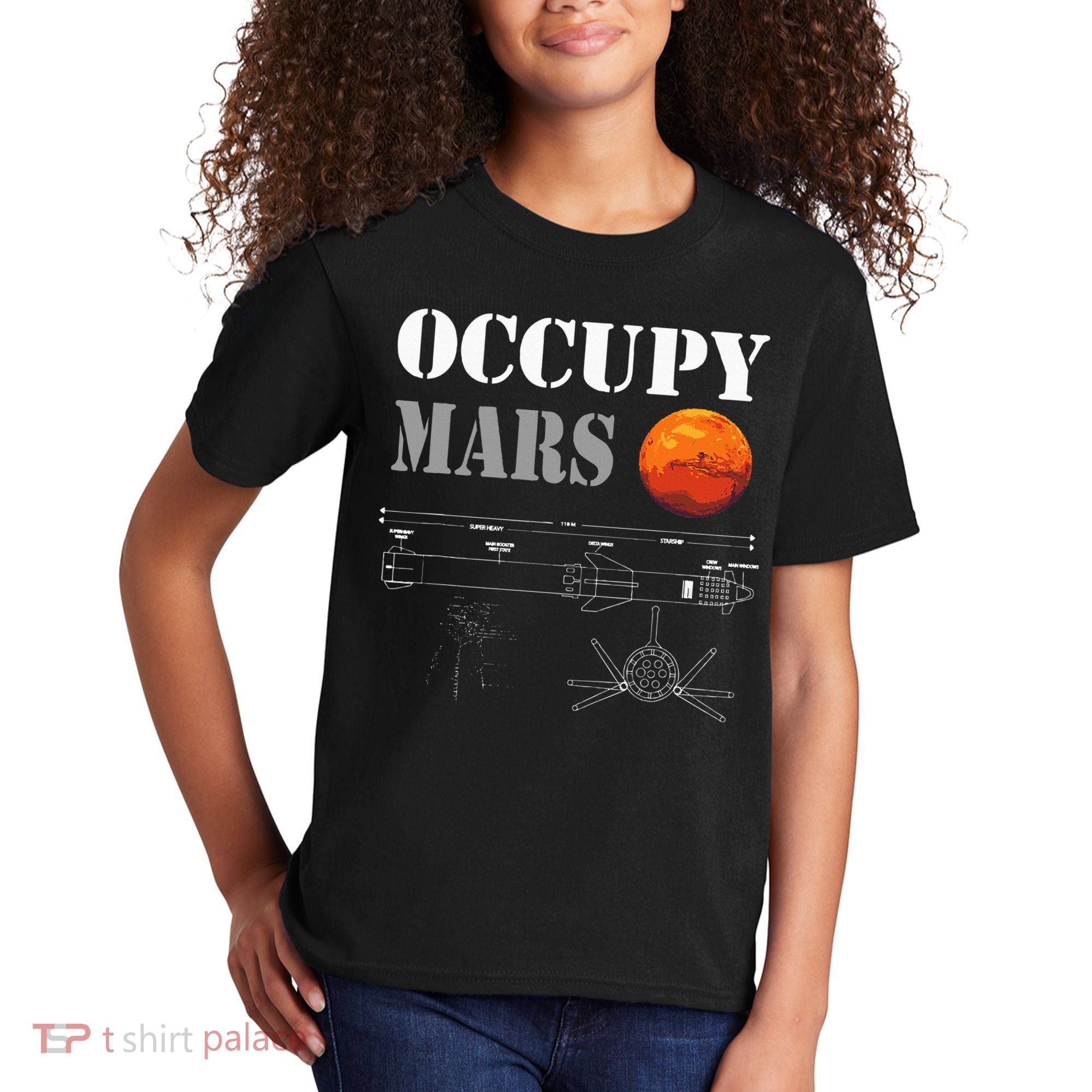 Occupy Mars Starship Rocket Kids T-Shirt
