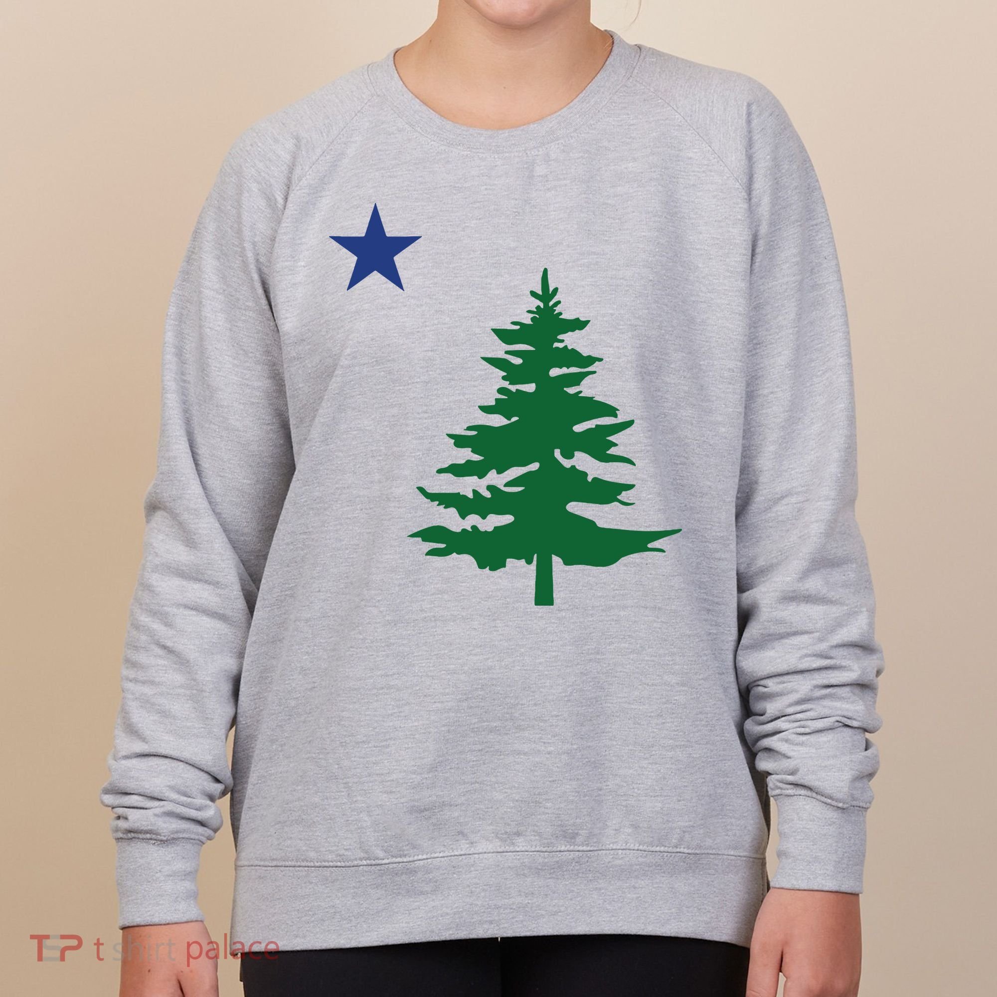 Old Maine State Flag 1901 Pine Tree Star Women's Sweatshirt