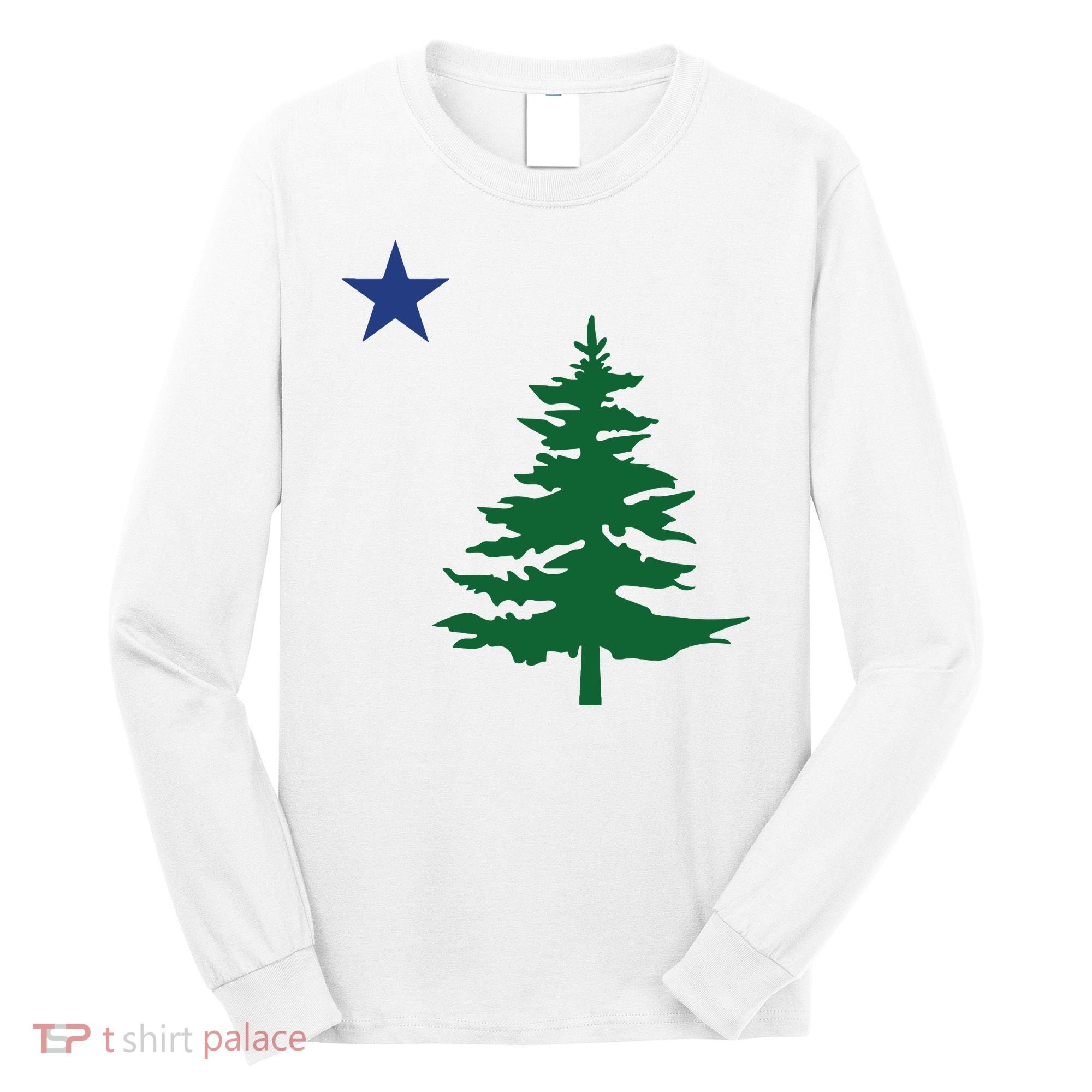 Old Maine State Flag 1901 Pine Tree Star Long Sleeve Shirt