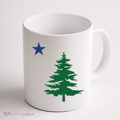 Old Maine State Flag 1901 Pine Tree Star Coffee Mug back