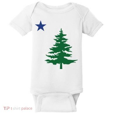 Old Maine State Flag 1901 Pine Tree Star Baby Bodysuit