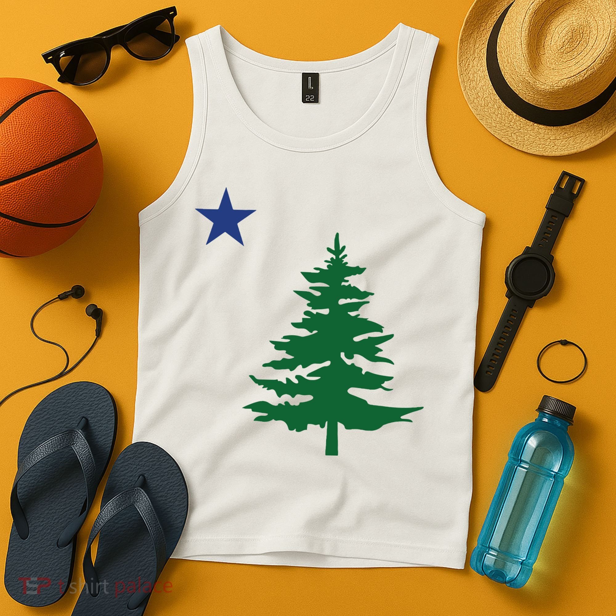 Old Maine State Flag 1901 Pine Tree Star Tank Top