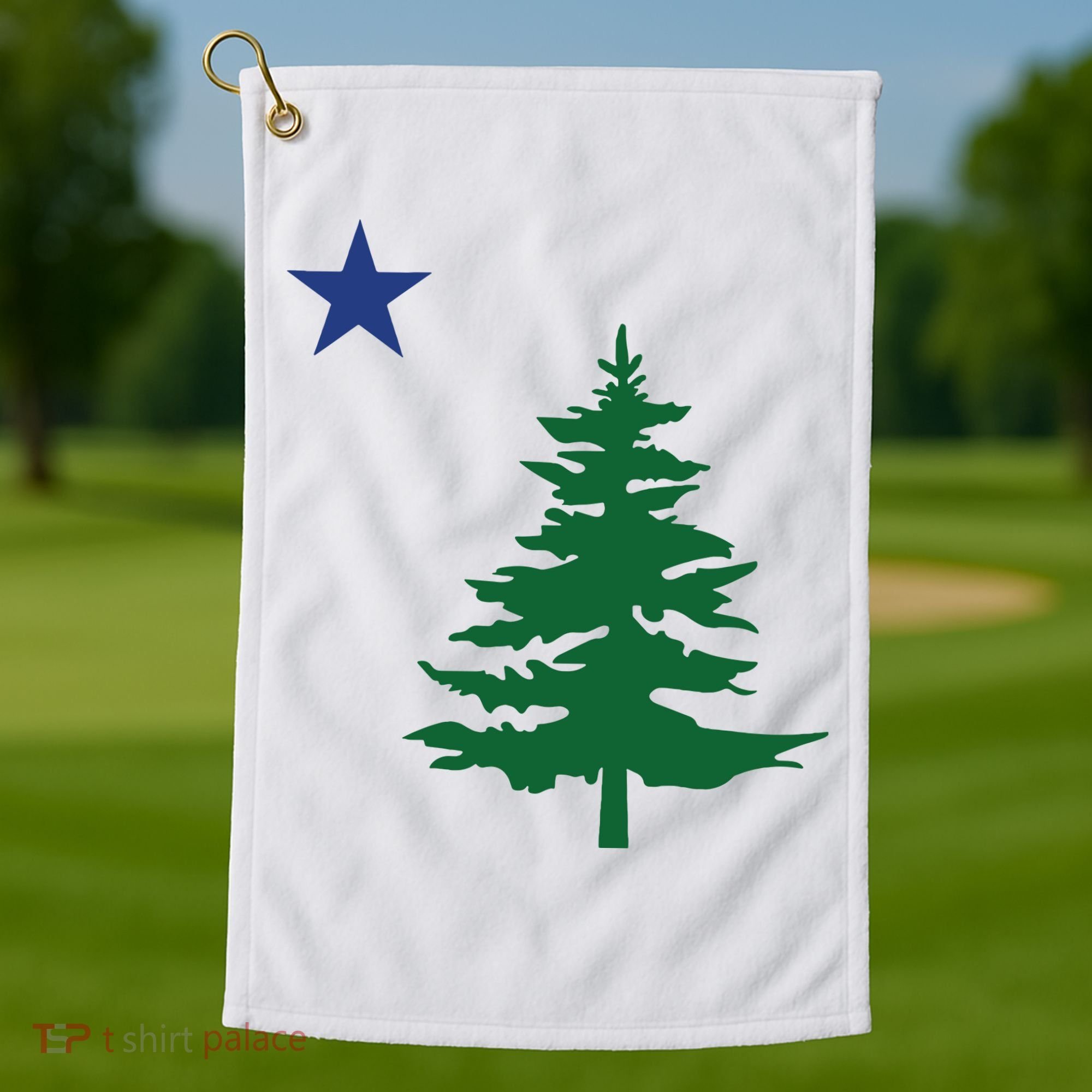 Old Maine State Flag 1901 Pine Tree Star Golf Towel