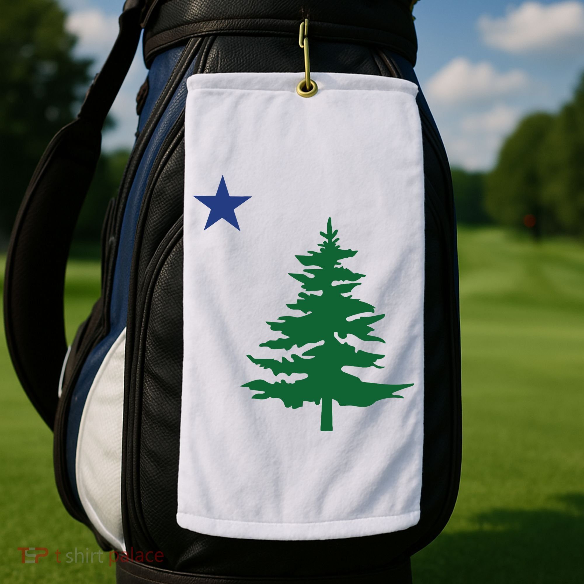 Old Maine State Flag 1901 Pine Tree Star Golf Towel