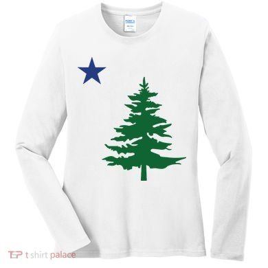 Old Maine State Flag 1901 Pine Tree Star Women's Long Sleeve Shirt