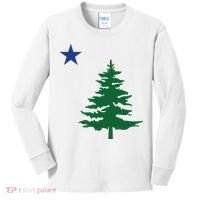 Old Maine State Flag 1901 Pine Tree Star Kids Long Sleeve Shirt thumb 0