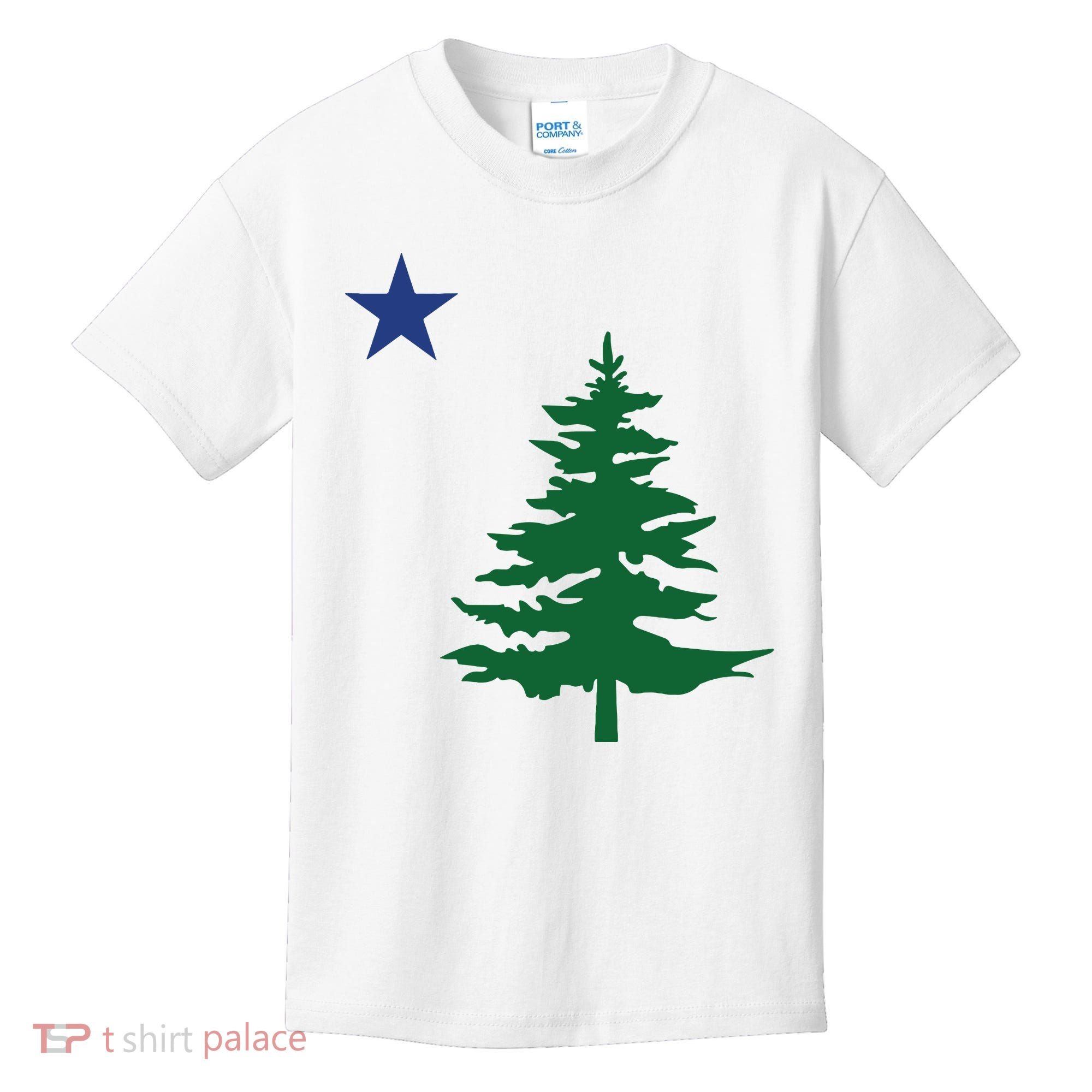 Old Maine State Flag 1901 Pine Tree Star Kids T-Shirt