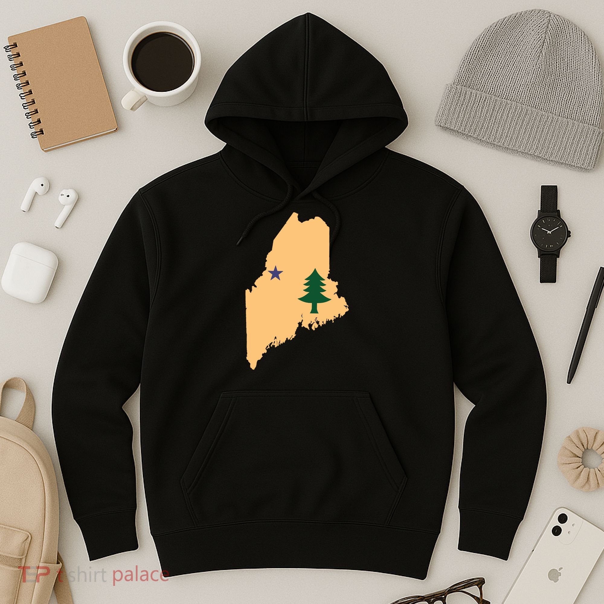 Original Maine State Flag Gift Northern New England Dirigo Hoodie