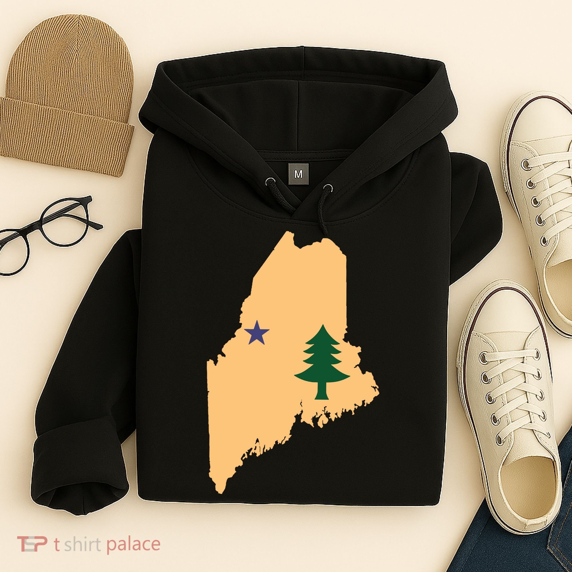 Original Maine State Flag Gift Northern New England Dirigo Hoodie