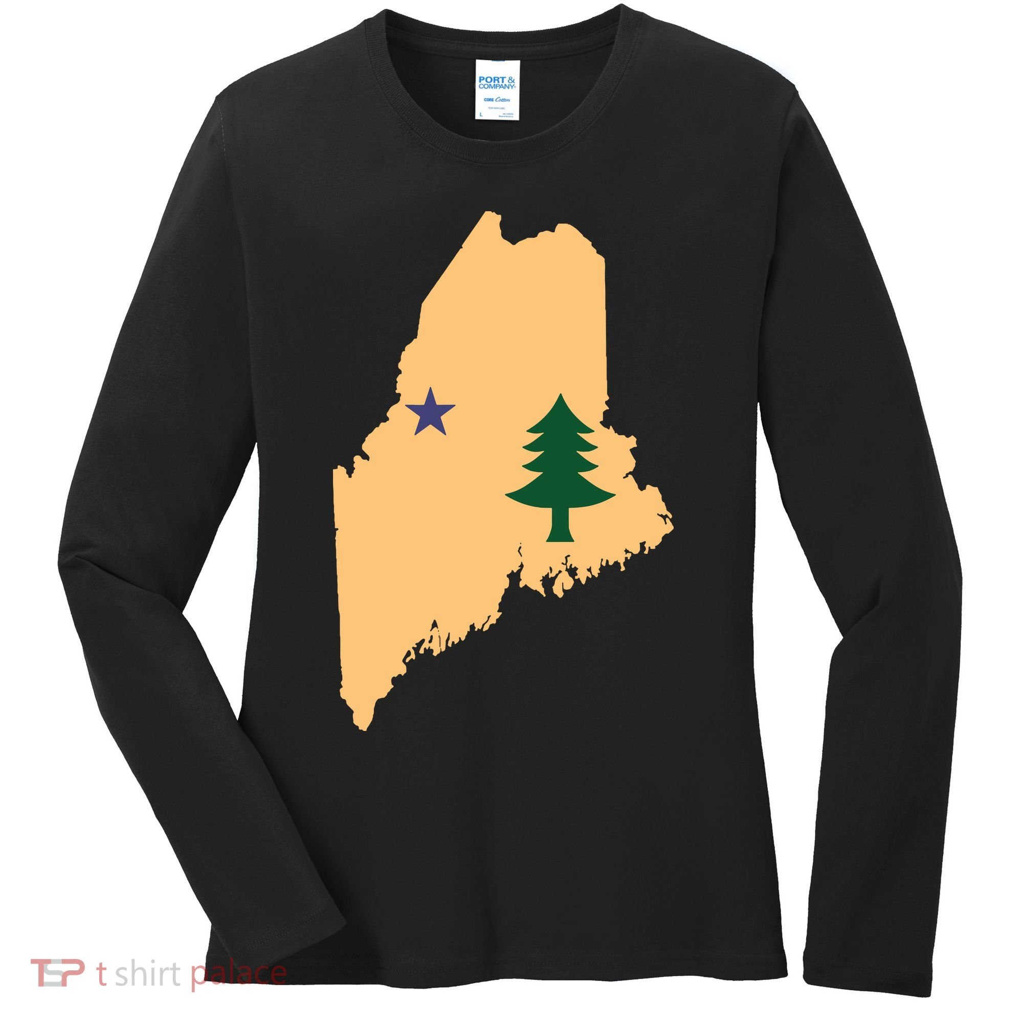 Original Maine State Flag Gift Northern New England Dirigo Women's Long Sleeve Shirt