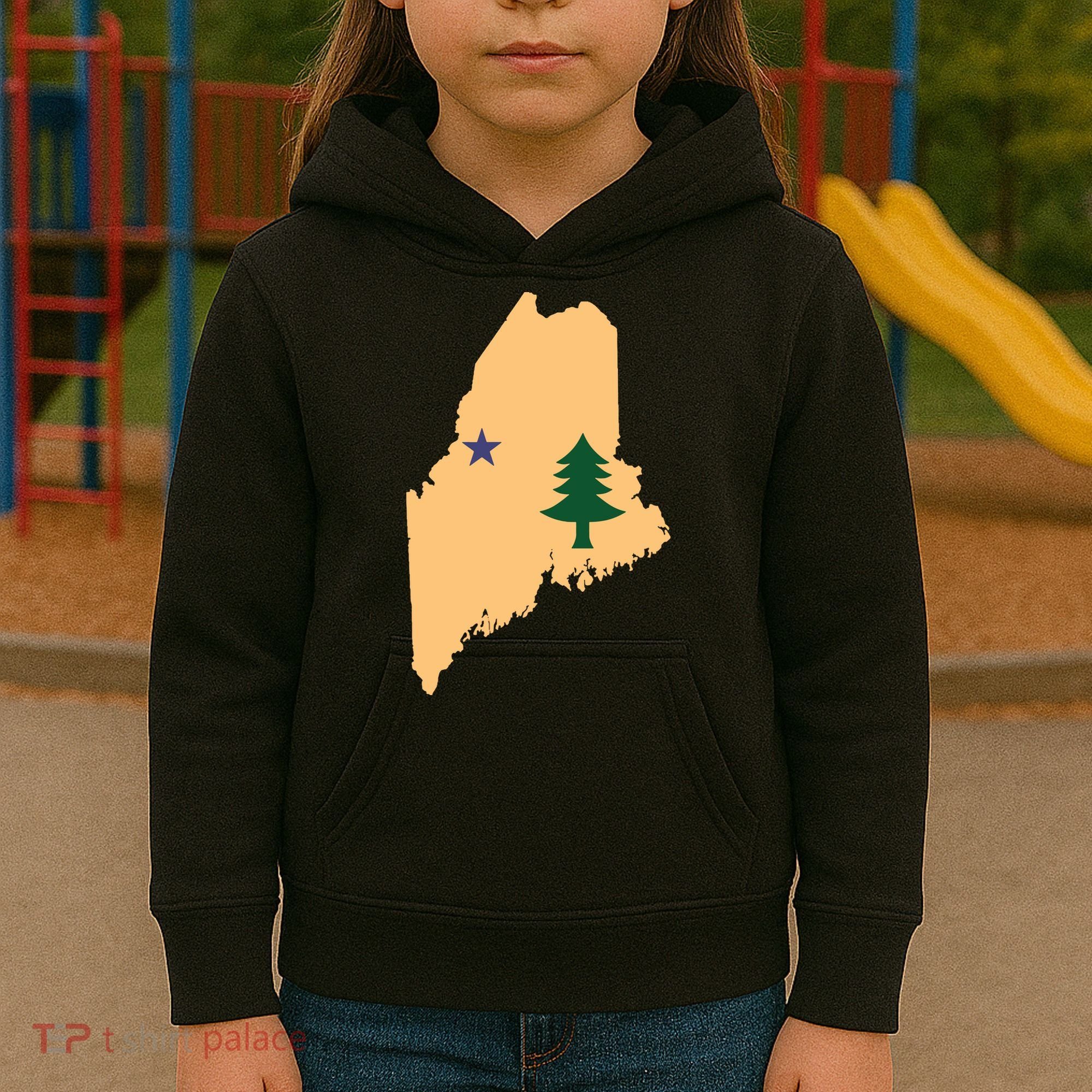 Original Maine State Flag Gift Northern New England Dirigo Kids Hoodie