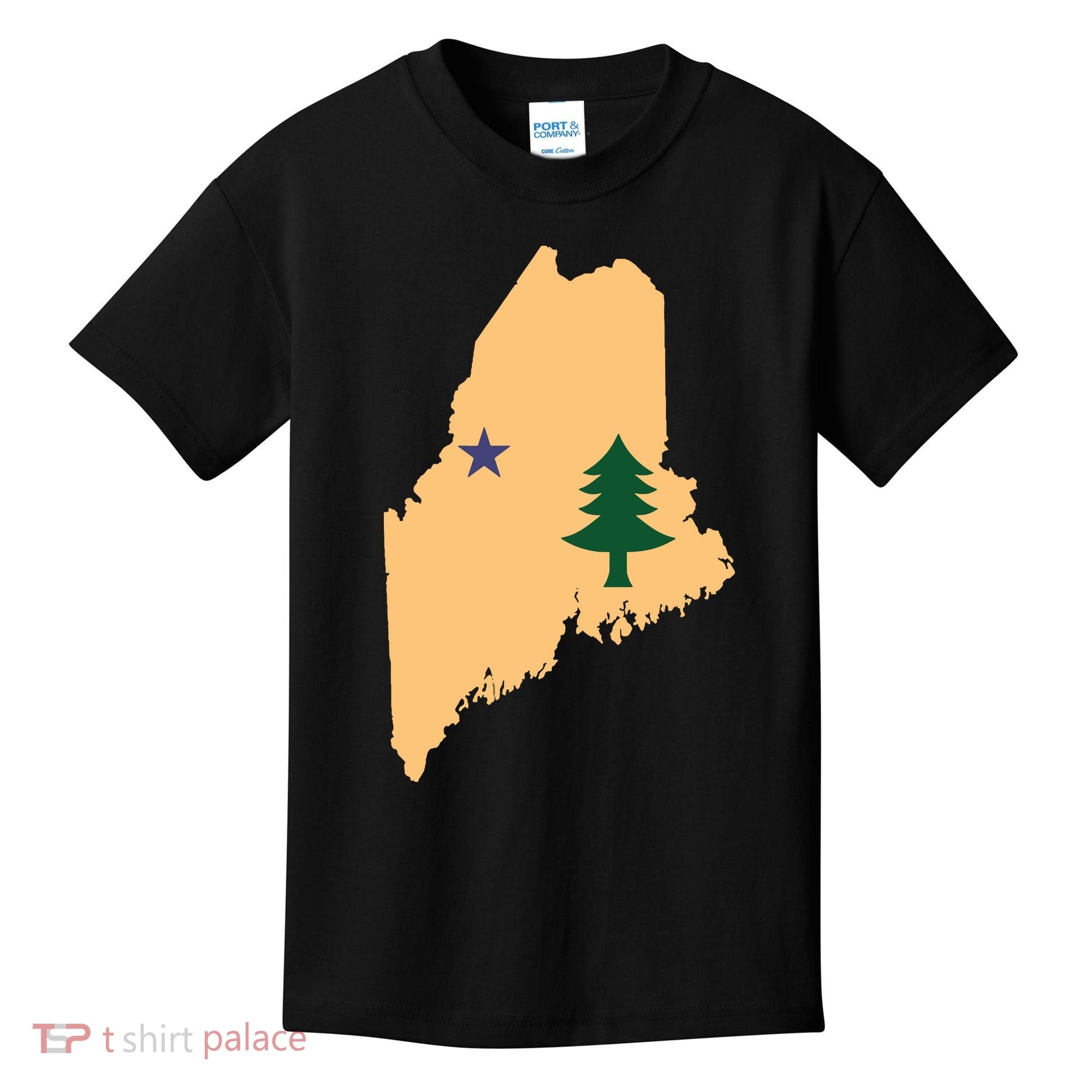 Original Maine State Flag Gift Northern New England Dirigo Kids T-Shirt