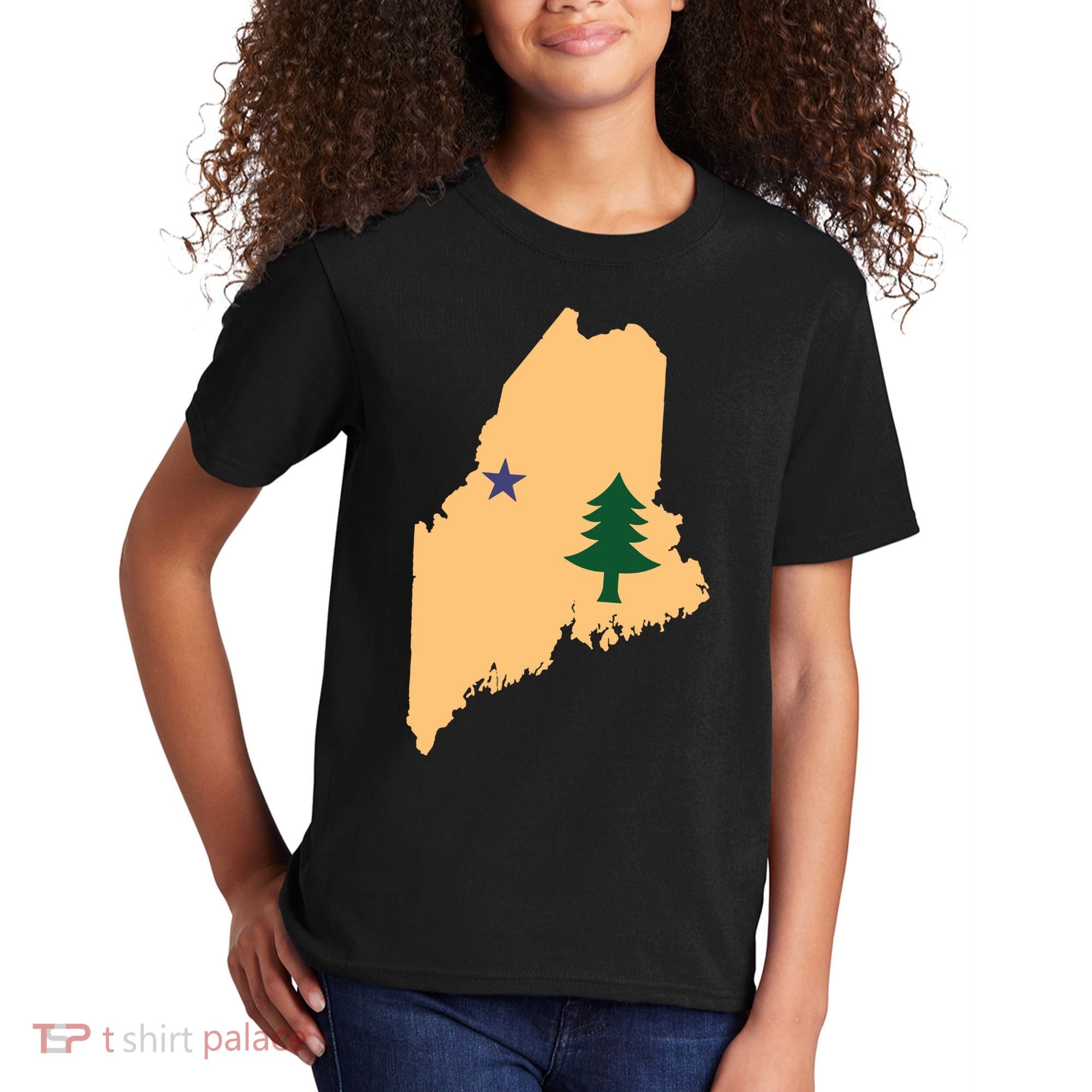 Original Maine State Flag Gift Northern New England Dirigo Kids T-Shirt