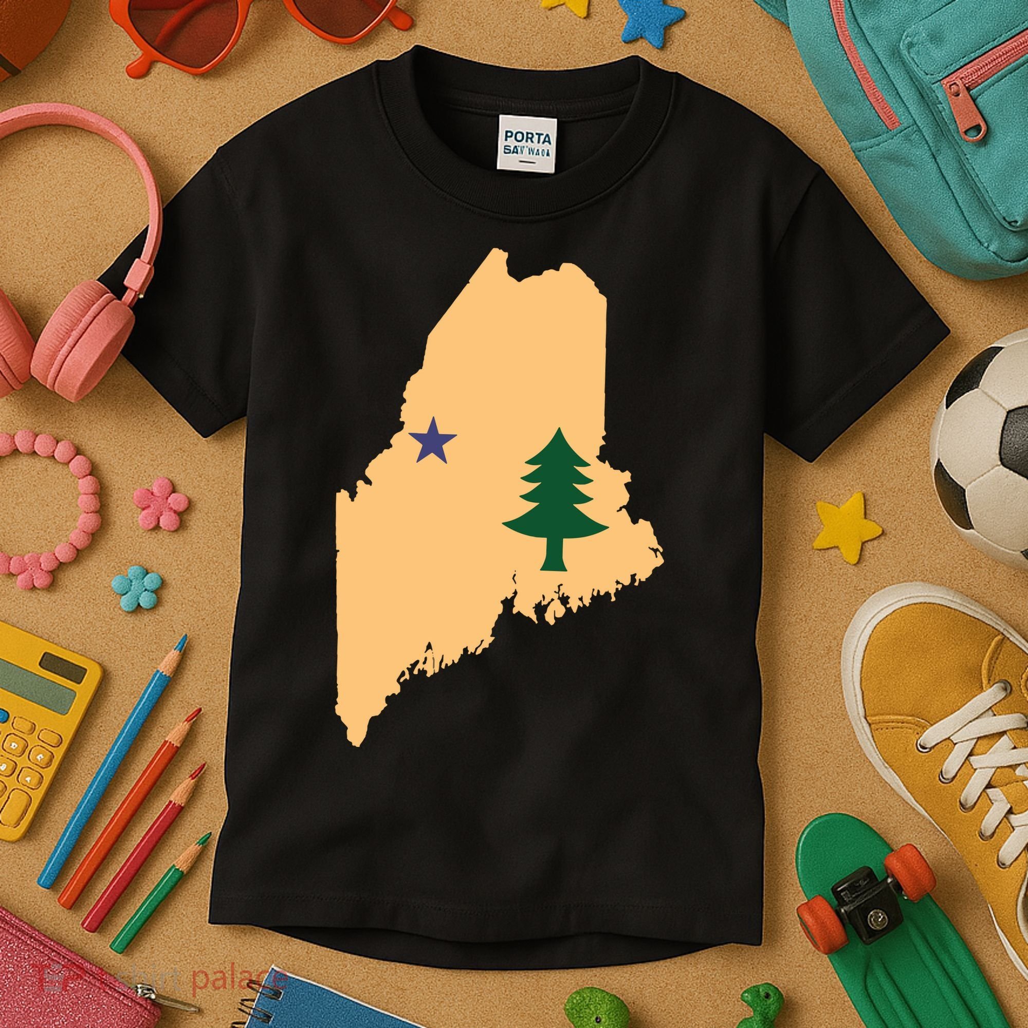 Original Maine State Flag Gift Northern New England Dirigo Kids T-Shirt