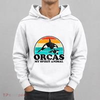 Orcas My Spirit Animal Orca Whale Retro Sunset Sea Hoodie thumb 0