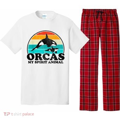 Orcas My Spirit Animal Orca Whale Retro Sunset Sea Pajama Set