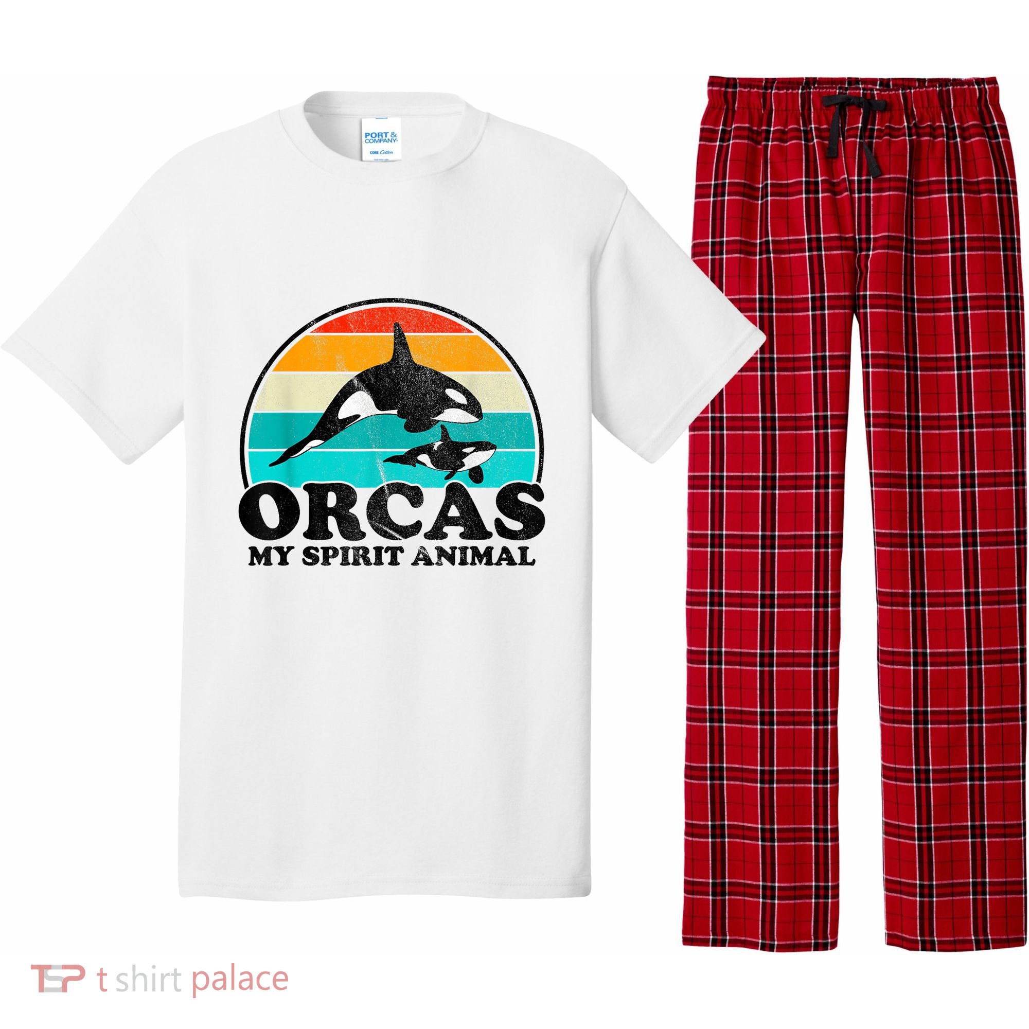 Orcas My Spirit Animal Orca Whale Retro Sunset Sea Pajama Set