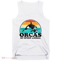 Orcas My Spirit Animal Orca Whale Retro Sunset Sea Tank Top thumb 0