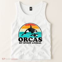 Orcas My Spirit Animal Orca Whale Retro Sunset Sea Tank Top thumb 2