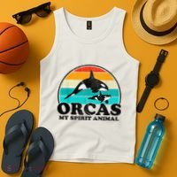 Orcas My Spirit Animal Orca Whale Retro Sunset Sea Tank Top thumb 4