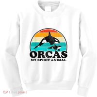 Orcas My Spirit Animal Orca Whale Retro Sunset Sea Kids Sweatshirt thumb 0