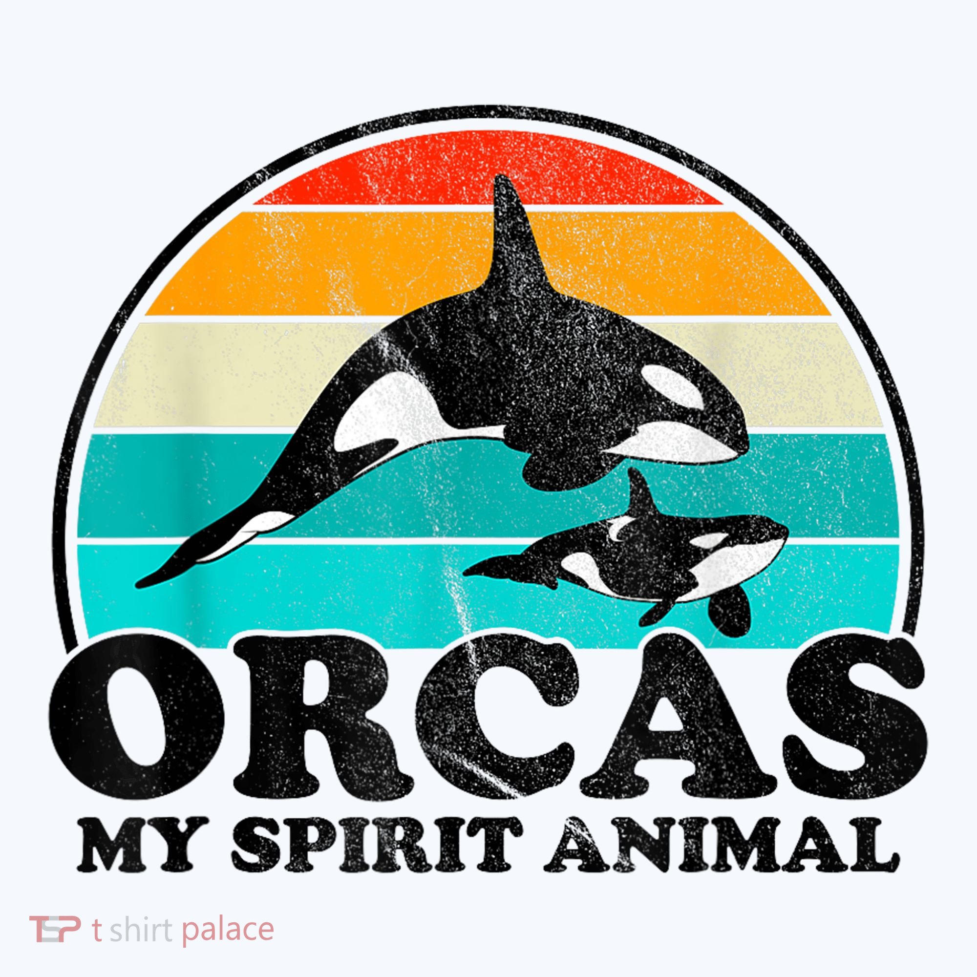 Orcas My Spirit Animal Orca Whale Retro Sunset Sea Kids Hoodie