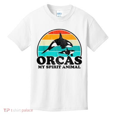 Orcas My Spirit Animal Orca Whale Retro Sunset Sea Kids T-Shirt