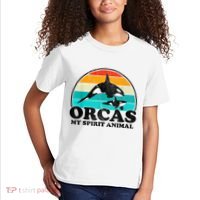 Orcas My Spirit Animal Orca Whale Retro Sunset Sea Kids T-Shirt thumb 2