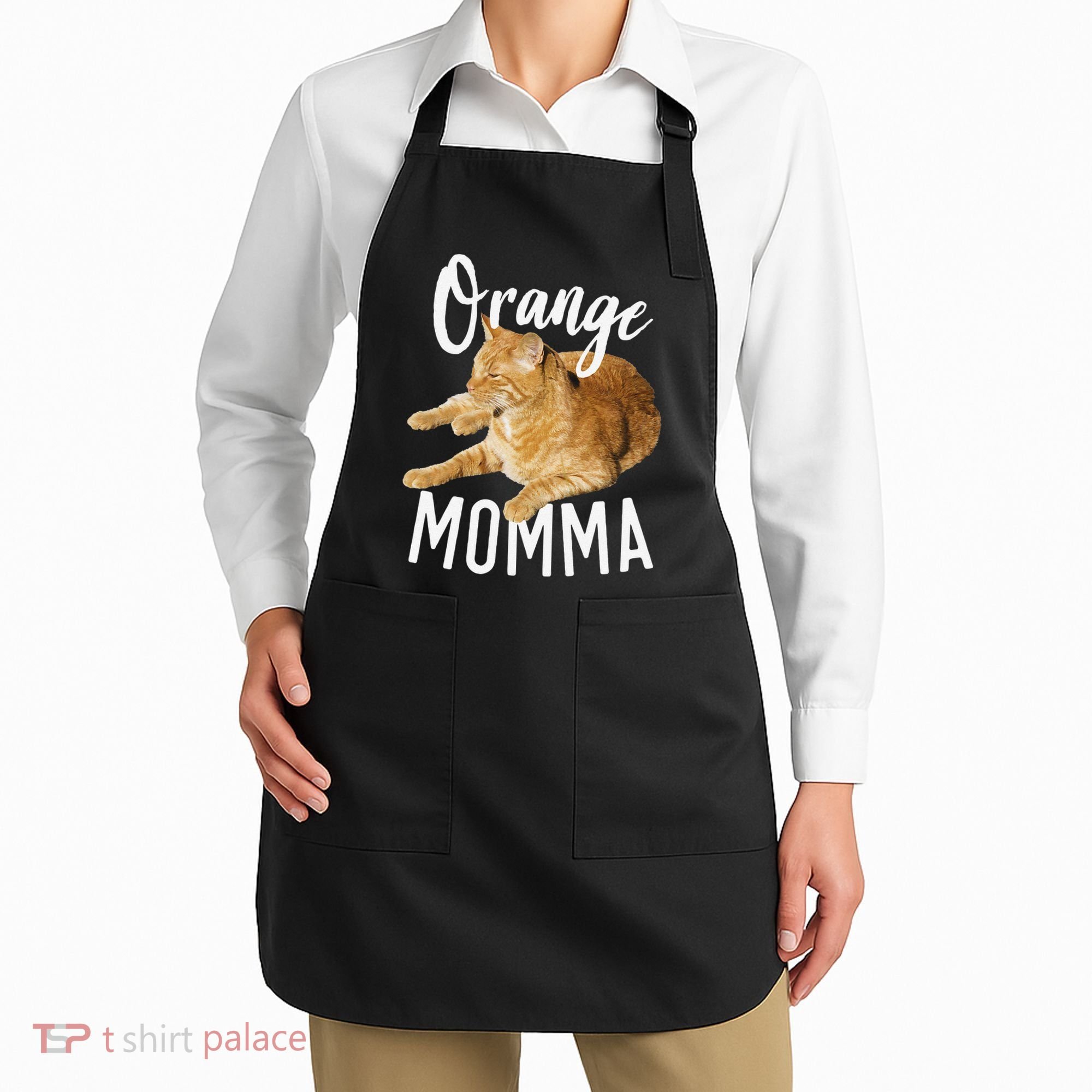 Orange Momma Tabby Lover Funny Saying Graphic Apron