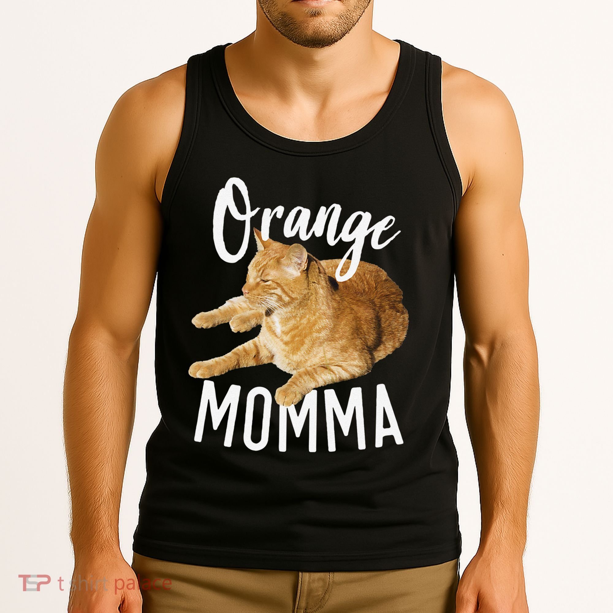 Orange Momma Tabby Lover Funny Saying Graphic Tank Top