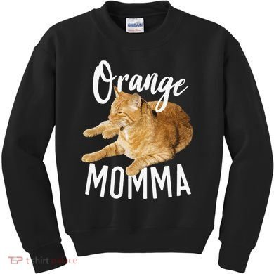 Orange Momma Tabby Lover Funny Saying Graphic Kids Sweatshirt