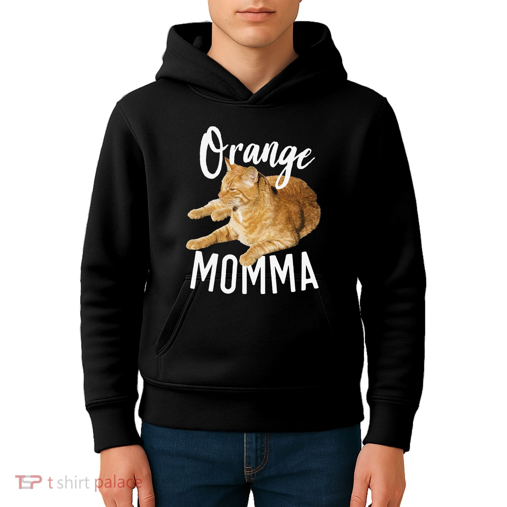 Orange Momma Tabby Lover Funny Saying Graphic Kids Hoodie