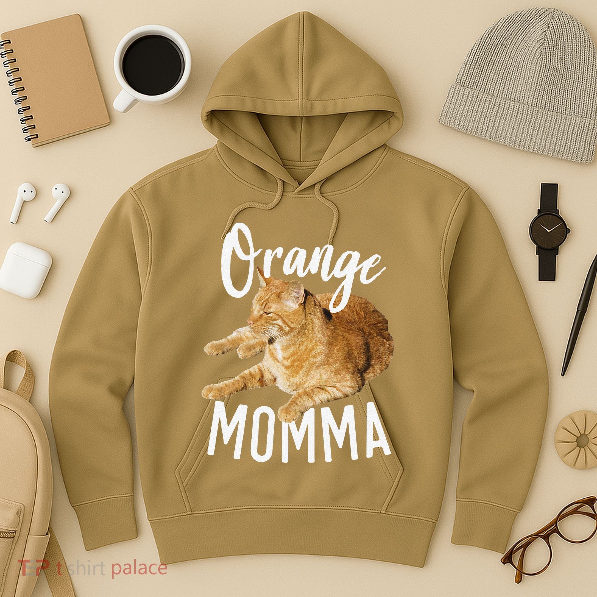 Orange Momma Tabby Lover Funny Saying Graphic Hoodie