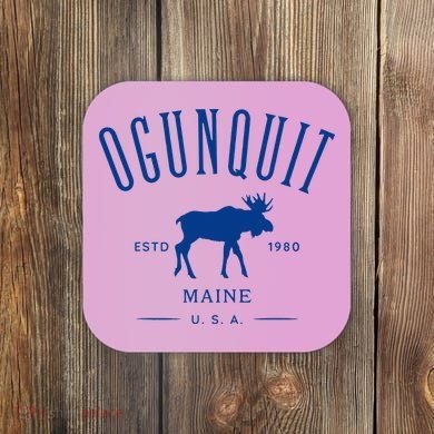 Ogunquit Maine Usa With Moose Design Souvenir Coaster