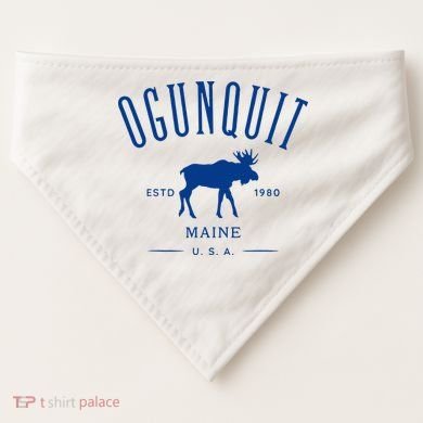 Ogunquit Maine Usa With Moose Design Souvenir USA-Made Doggie Bandana