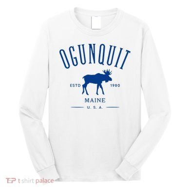 Ogunquit Maine Usa With Moose Design Souvenir Long Sleeve Shirt